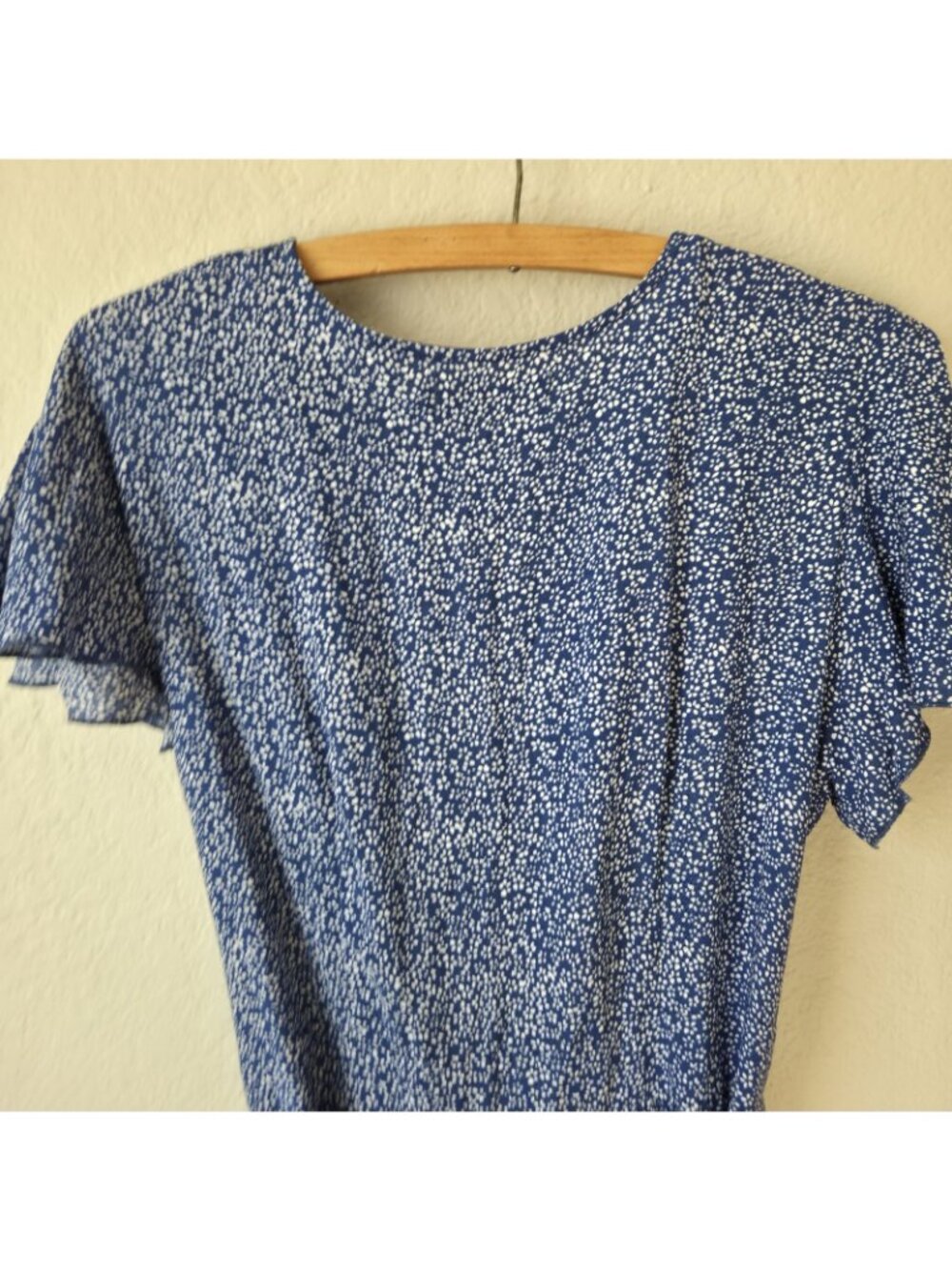 Zesica Wrap Ruffler Midi Dress Womens M Blue/White Floral Short Sleeve VNeck - Picture 13 of 16
